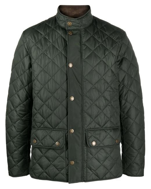 Barbour Green Button-Up Quilted Jacket for men
