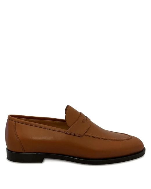 Loro Piana Brown Sergio Penny Leather Loafers
