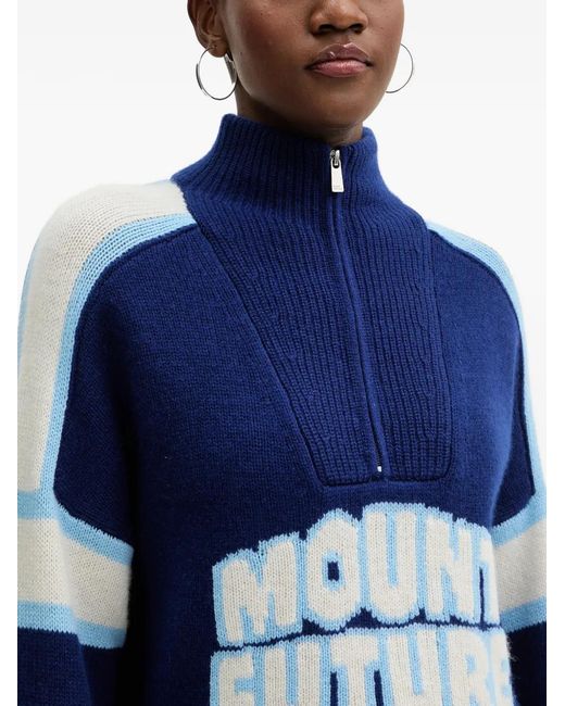 From Future Blue Half-Zip Striped Sweater
