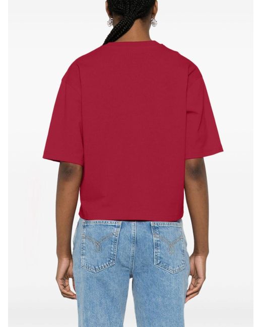 Moschino T-shirt Met Geborduurd Logo in het Red