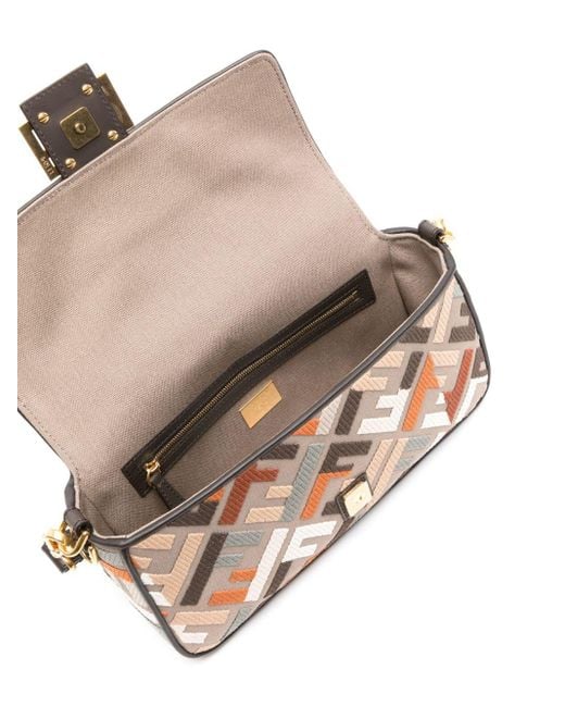 Fendi Metallic Baguette Canvas Shoulder Bag