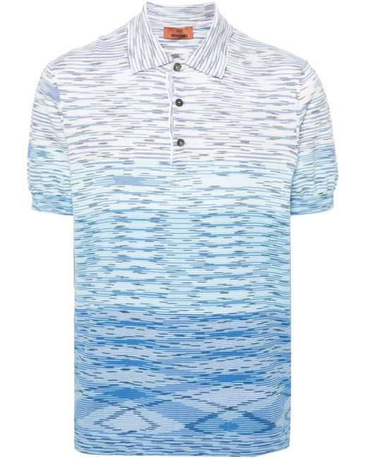 Missoni Blue Slub Cotton Polo Shirt for men