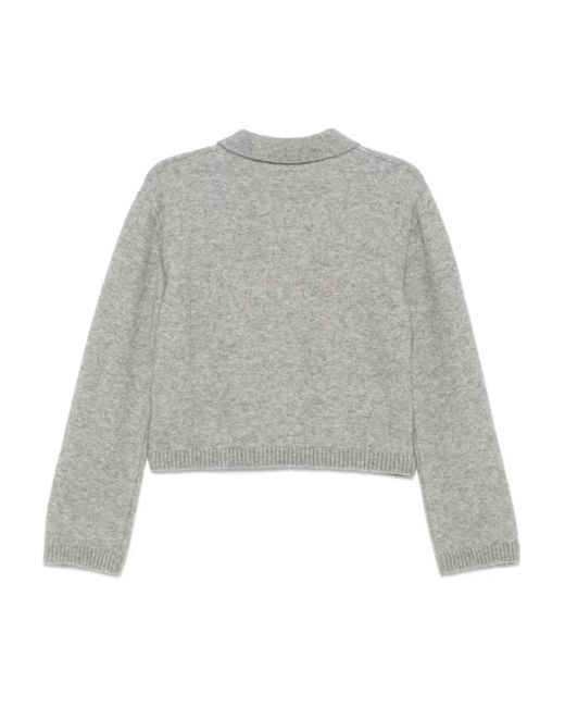 Laneus Gray Buttoned Polo Top