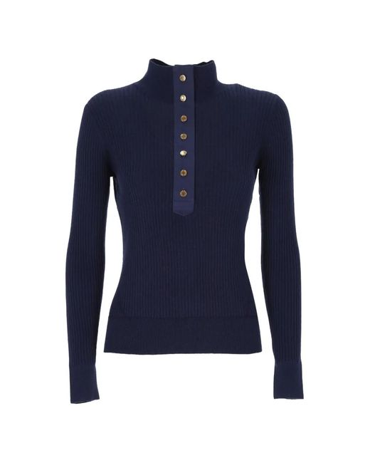 Rag & Bone Blue Lucy Ribbed-Knit Button-Down Sweater