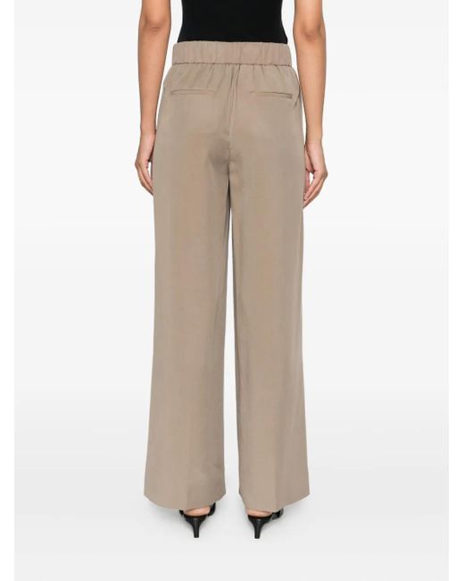 Peserico Natural Elastic-Waist Wide-Leg Trousers