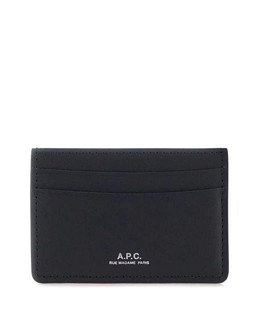 A.P.C. Black Leather Cardholder for men