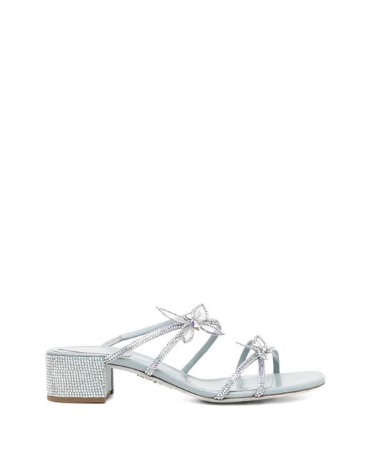 Rene Caovilla White 40Mm Crystal-Embellished Sandals