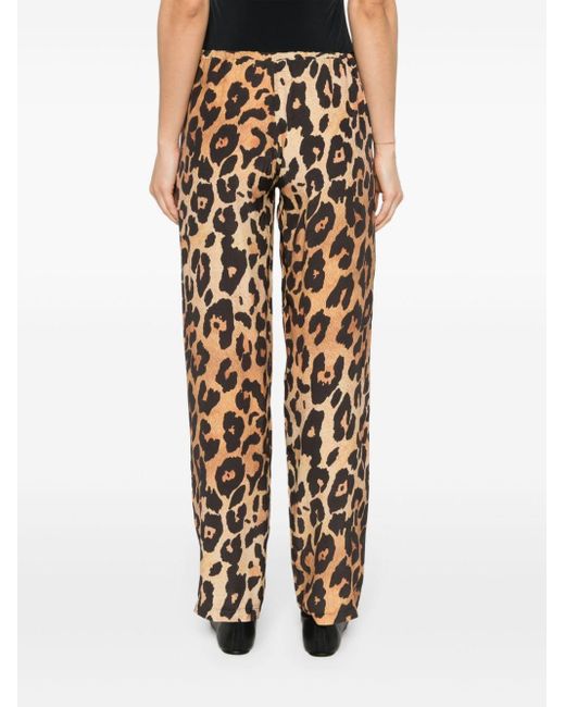 Pantalon droit à imprimé léopard Musier Paris en coloris Brown