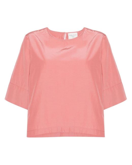 Forte Forte Pink Satin-T-Shirt mit halblangen Ärmeln