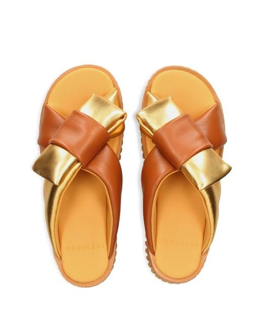 4Ccccees Brown Plia Bow Platform Leather Sandals