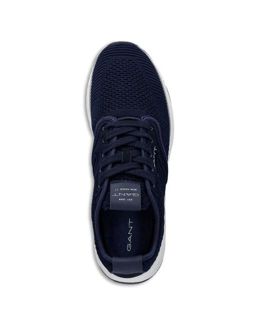 Gant Blue Knit-Texture Panelled Sneakers for men