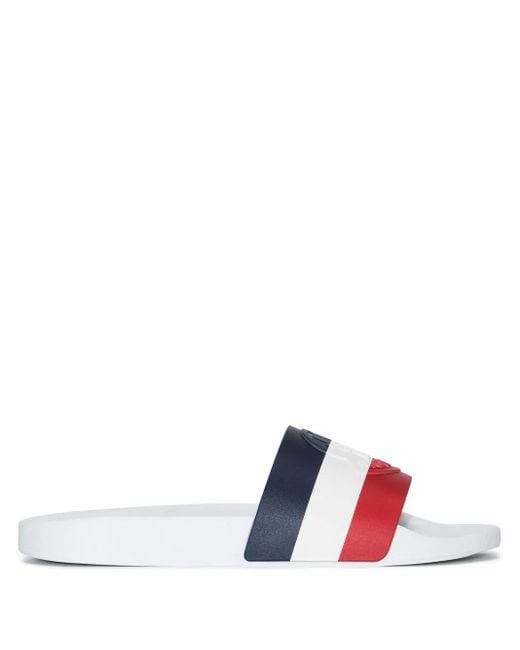 Moncler White Rubber Slides 'Basile' for men