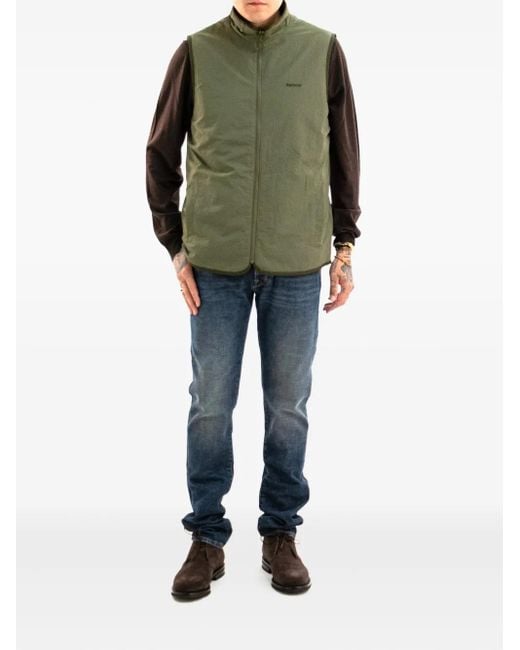 Barbour Green Zip-Up Fleece Gilet for men