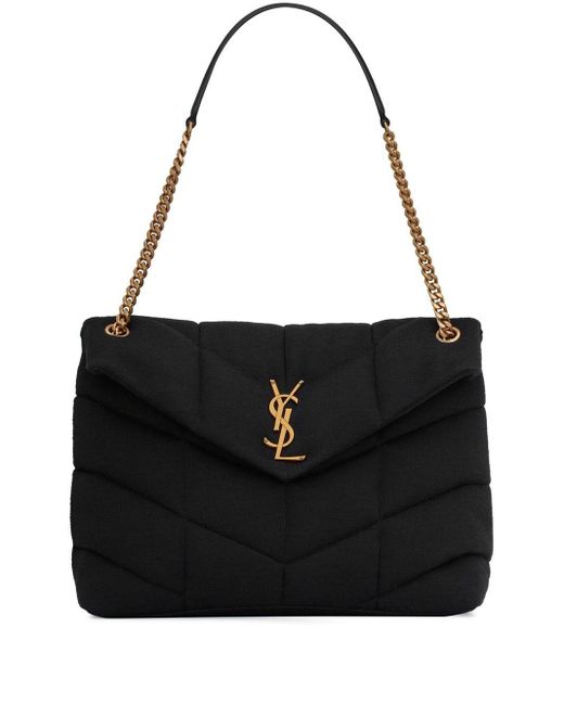 Saint Laurent Wool Puffer Small Chain Shoulder Bag in Black Lyst