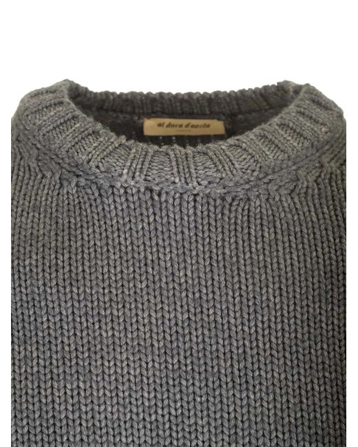 Al Duca D'aosta Gray Chunky-Knit Merino-Wool Sweater for men