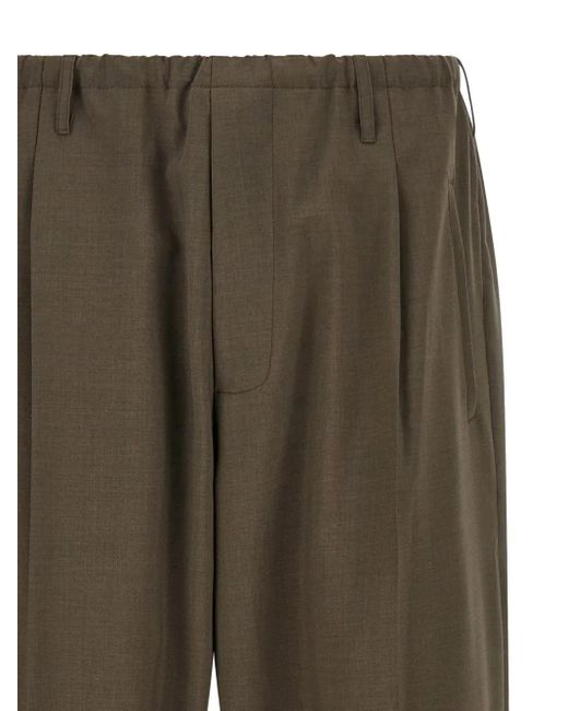 Magliano Green Pleated-Front Turn-Up Trousers for men