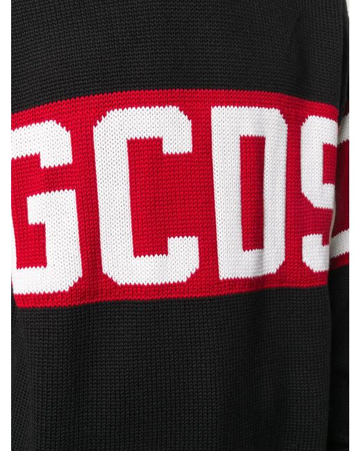 Maglione a girocollo con logo intasiato di Gcds in Black da Uomo