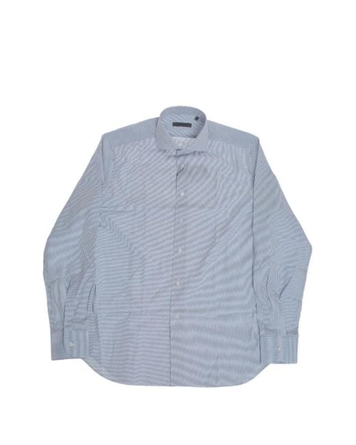 Corneliani Blue Striped Cotton Shirt for men