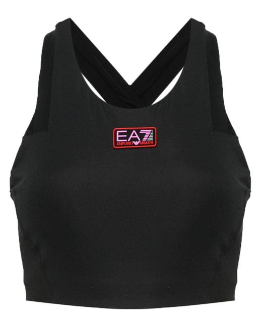 Logo-detail sports bra EA7 de color Black