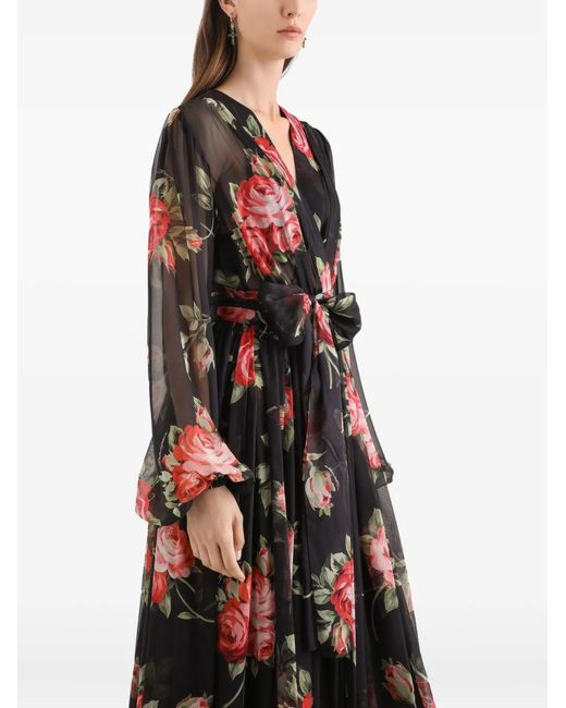 Dolce & Gabbana Black Floral Midi Dress