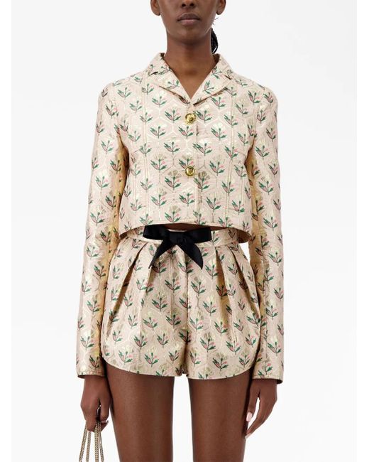 Giambattista Valli Shorts Met Bloemenjacquard in het Natural