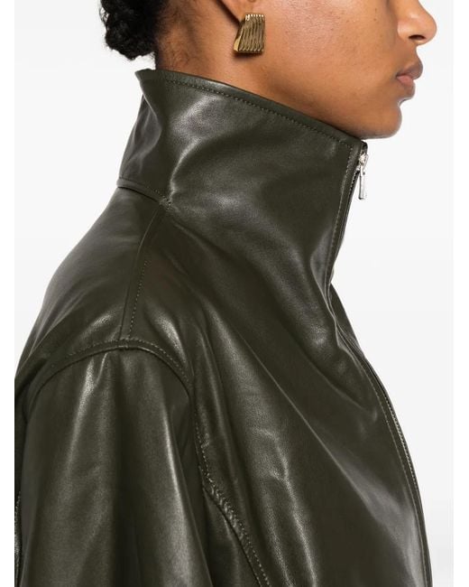Nour Hammour Green Etienne Leather Jacket