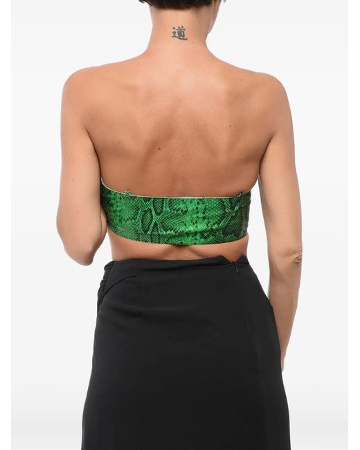DSquared² Green Python-Effect Leather Top