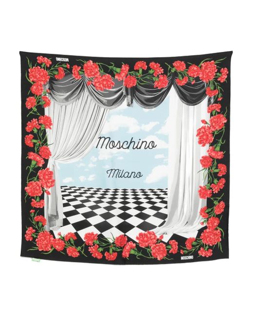 Fular con estampado de clavel Moschino de color Red