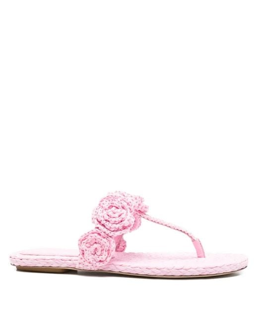 Stuart Weitzman Pink Magnolia Sandalen aus Raffiabast