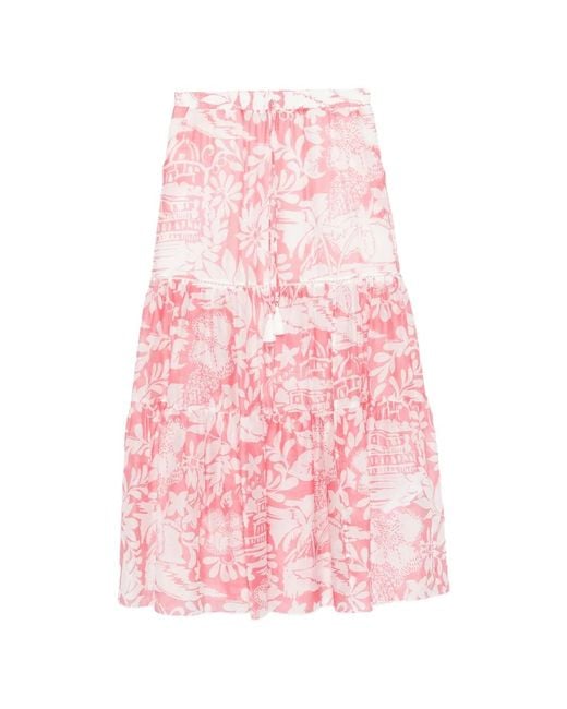 ERMANNO FIRENZE Pink Floral-Print Midi Skirt