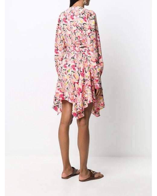 Stella McCartney Red Floral-print Asymmetric Dress