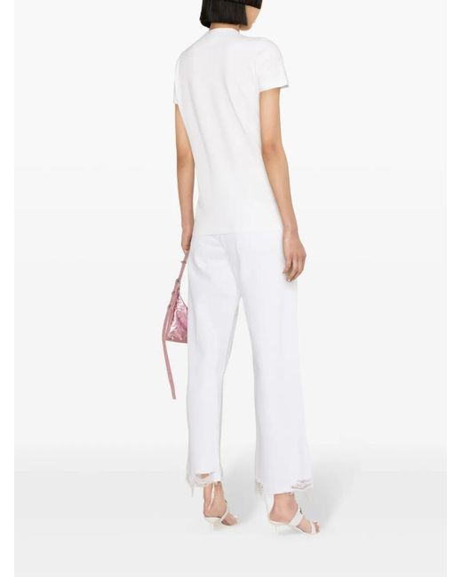 DSquared² White Logo-Print Cotton T-Shirt