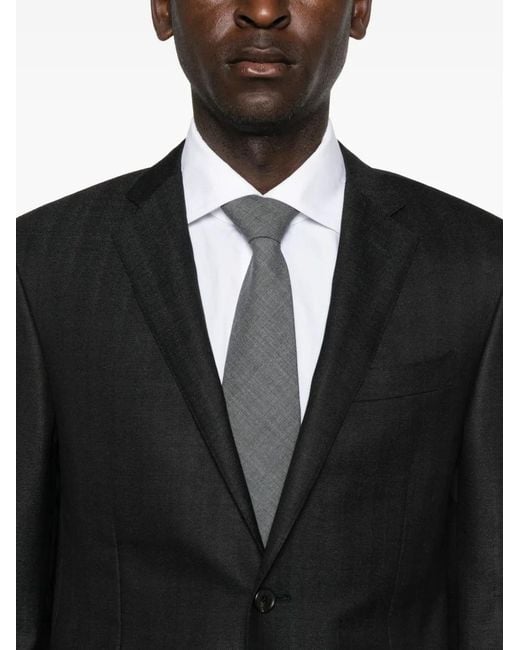 Corneliani Black Pinstripe Wool Suit for men