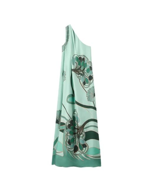 LaDoubleJ Green Roy One-Shoulder Floral-Print Dress