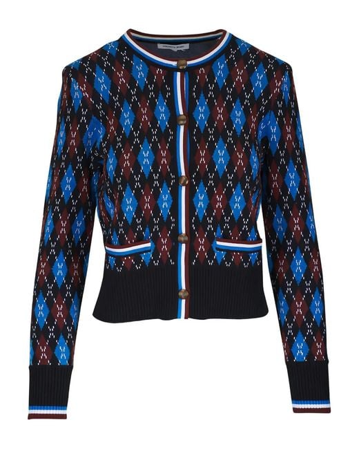 Veronica Beard Sylvane Vest Met Argyle Knopen in het Blue