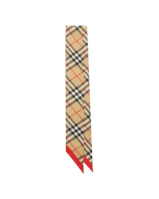 Burberry White Skinny Contrast Check Silk Scarf
