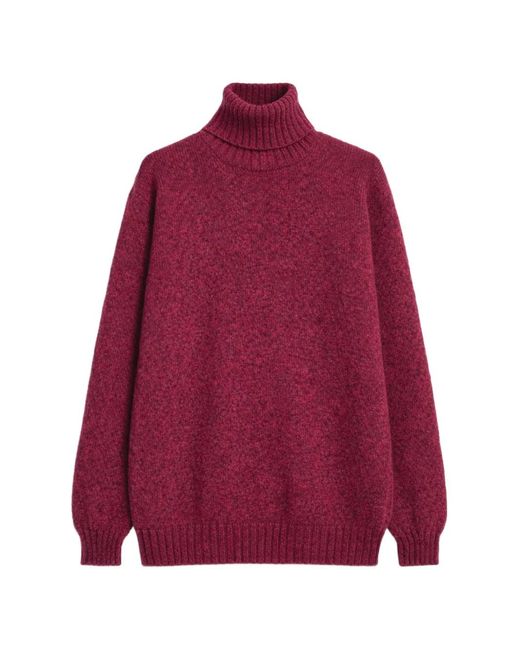 Fortela Red Shetland Turtleneck Wool Sweater for men