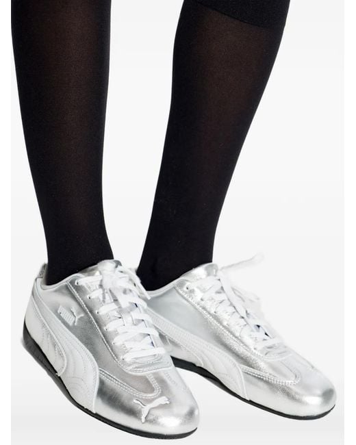 PUMA White Speedcat Leather Panelled Sneakers