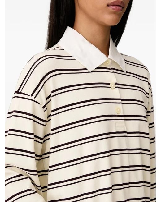 Marc O' Polo White Striped Long-Sleeve Polo Shirt