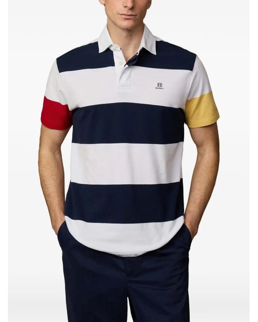 Hackett Blue Striped Rugby Polo Shirt for men