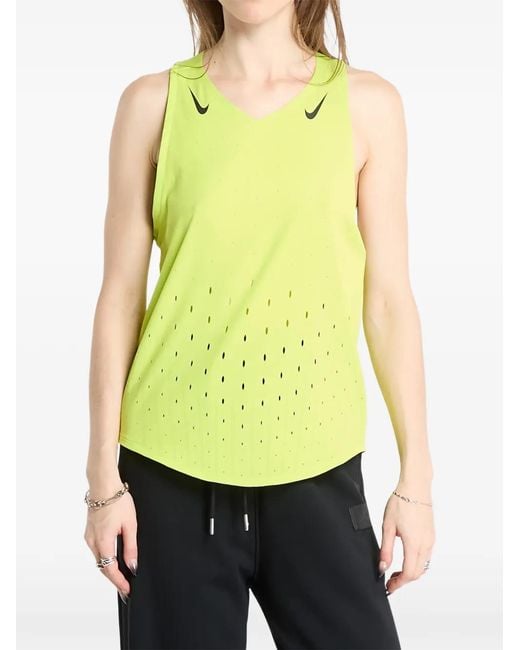 Nike Yellow V-Neck Perforated Tank Top