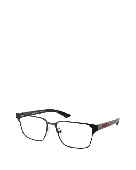Prada Linea Rossa White Rectangle-Frame Glasses