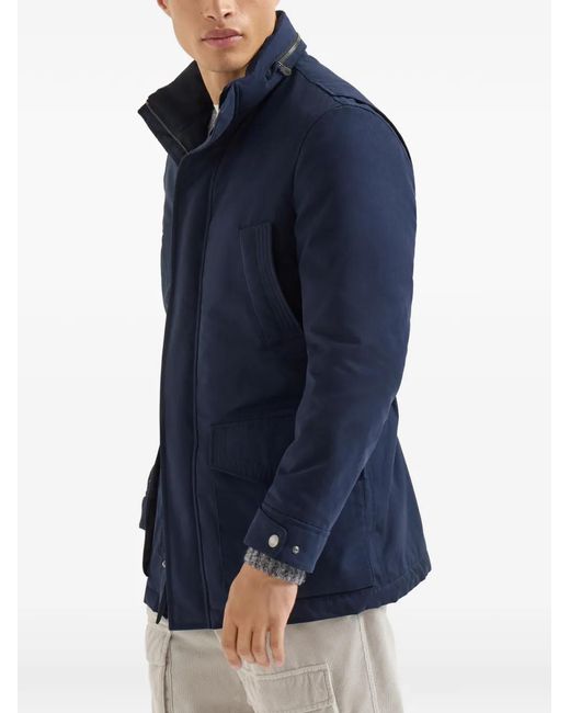 Brunello Cucinelli Blue Water-Resistant Microfiber Parka With Thermore Padding And Packable Hood for men