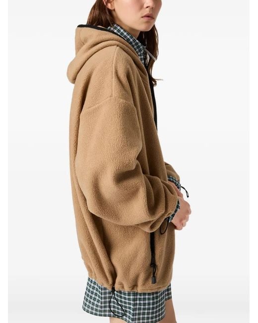 Miu Miu Natural Cotton Fleece Zipper Hoodie