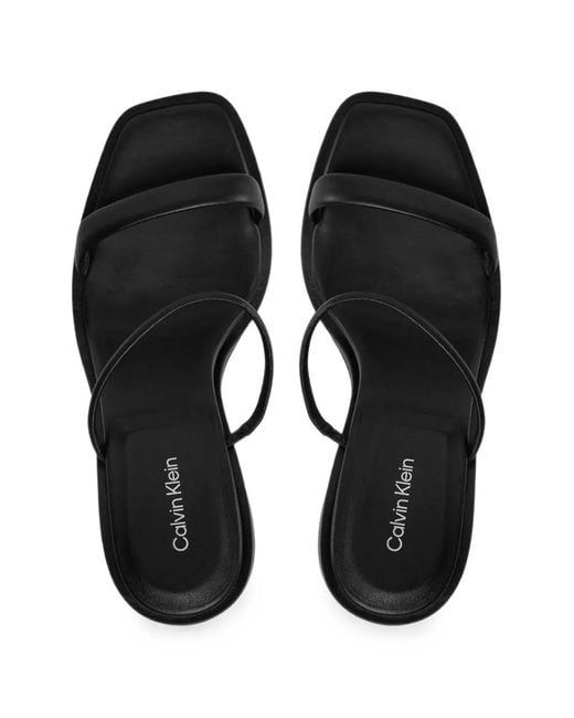 Calvin Klein White Calf Leather Square-Toe Sandals