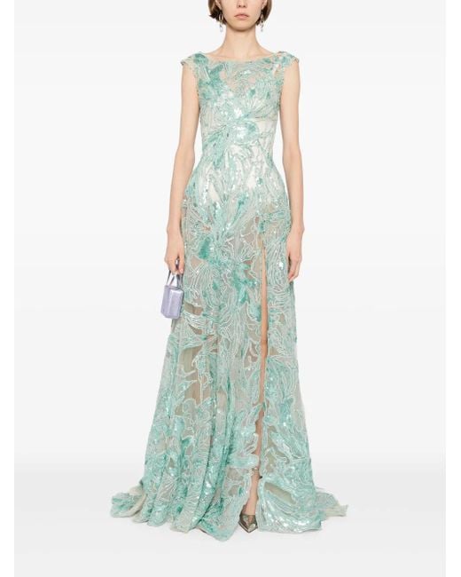 Saiid Kobeisy Green Embroidered Long Dress