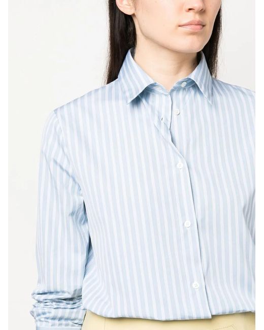 Etro Blue Long-Sleeve Striped Shirt