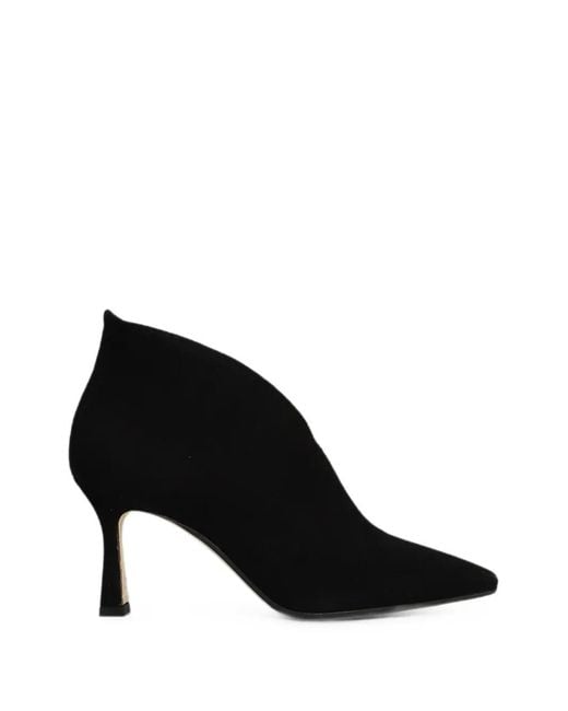 The Seller Black Pointed-Toe V-Cut Ankle Boots