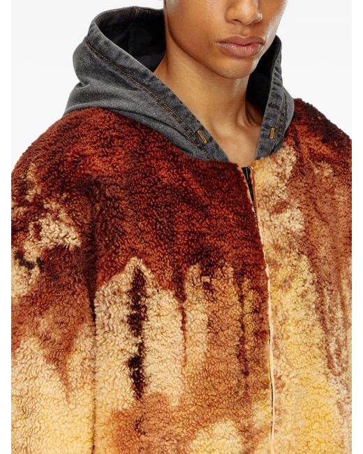 DIESEL Brown Depla Fleece Bomber Jacket for men