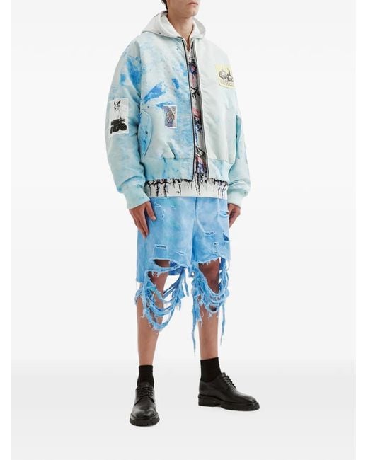 WESTFALL Blue Tie-Dye Bomber Jacket for men